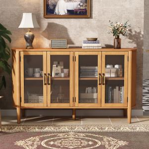 Armoire d'entrée 4 portes grand format, style naturel
