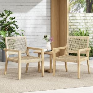 Ensemble 2 fauteuils club osier bois acacia 34"H