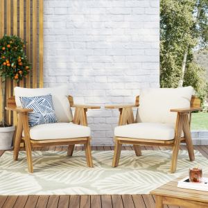 Chaises club acacia coussins 2 pcs, teck beige