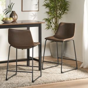 Tabouret comptoir style vintage brun 24 po, ensemble de 2