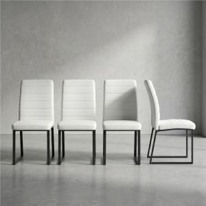 4 chaises de bureau premium PU mousse haute densité, jambes fer