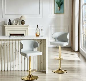 Chaise de bar pivotante ajustable, Gris - 2 unités