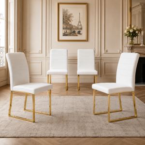 Ensemble 4 chaises robustes, coussin épais 2,1 po, cadre fer