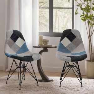 Chaise accent patchwork bohème motifs géométriques 2 pièces