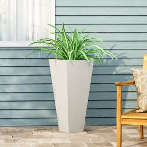 Jardinière pierre moulée 13 x 28,5po blanche