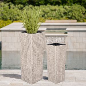Pots fleurs osier PE 2 beige