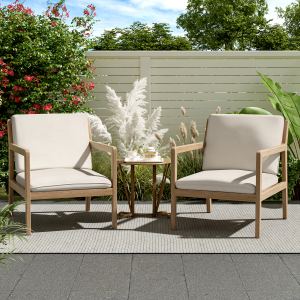 Ensemble 2 fauteuils acacia patio avec coussins