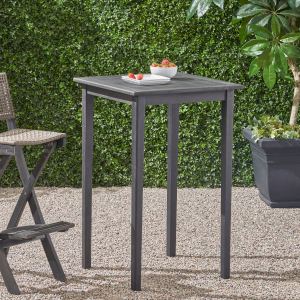 Table bar carré bois acacia gris foncé extérieur
