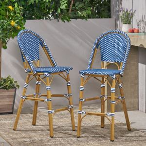 Tabouret bar rotin PE 29,5 po, ensemble 2, bleu canard