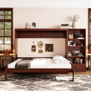 Lit Murphy Queen N733S309223D, rangement ajustable, noyer