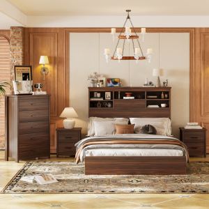 Ensemble chambre 4 pièces lit queen bois SKU HL000102AAD