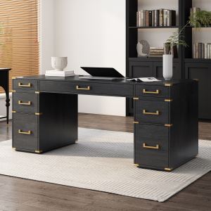 Bureau exécutif classique 70" avec 2 tiroirs ports USB