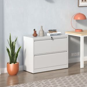 Lateral File Cabinet 2 Drawer, 35.4 Inch Wide Metal Filing Cabinet For Home Office, Locking File Cabinet With Anti-Tip Interlock, Heavy Duty Steel Storage For Letter Legal A4 Files