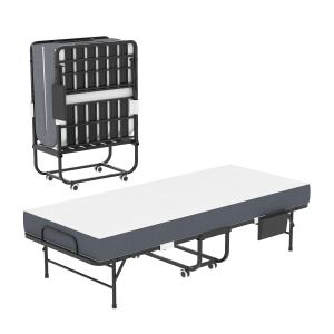 Lit pliant 75 po mousse mémoire métallique roulettes