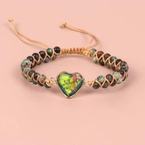 Bracelet pendentif cœur double chaîne amitié couple