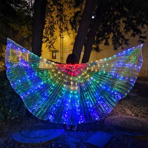 Ailes LED danse 9,8pi, polyester RGB multicolore, tiges télescop.