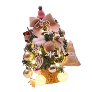 Petit sapin Noël LED ajustable PVC 35cm beige décoration