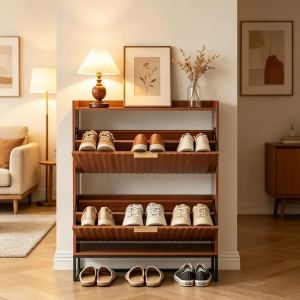 Meuble à chaussures minimaliste, tablettes ajustables