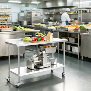 Table travail métal tablettes ajustables cuisine