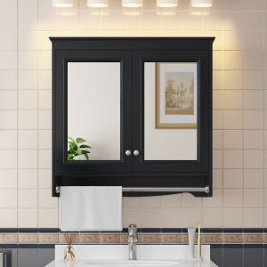 Cabinet miroir salle bain 30po, 3-en-1, portes soft-close