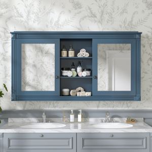 Armoire miroir 55" murale 2-en-1 salle bain