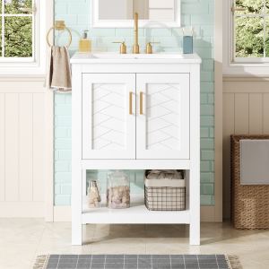 Meuble salle bain 24po design twill, fermeture douce, tablette ajust.