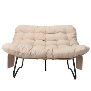 Causeuse osier courbée 133×94×87cm, beige