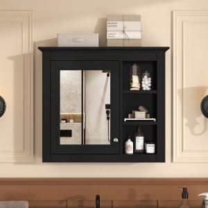 30   X 28   Medicine Cabinet, Wall Mounted Bathroom Storage Cabinet, Modern Bathroom Wall Cabinet With Mirror,Medicine Cabinet, Mirror Cabinet With 3 Open Shelves   Not Include Bathroom Vanity