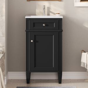 Vanité salle bain 18 po céramique style français noir