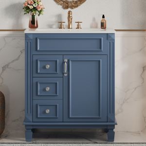 Vanité salle de bain 24 po, lavabo céramique, 2 tiroirs, tablette