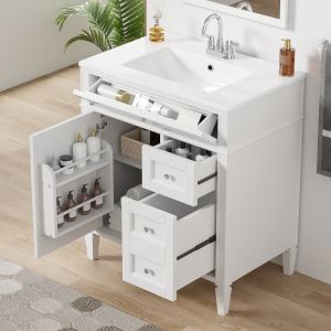 Vanité salle bain 30 po, 2 tiroirs, lavabo simple, cabinet