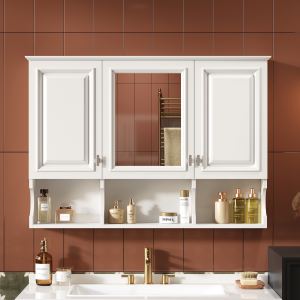 Armoire pharmacie miroir 41po portes tablettes ouvertes ajustables