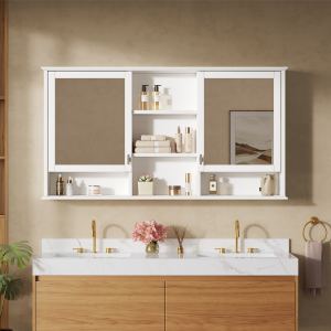 Armoire miroir 55po, 2 en 1, tablettes ajustables, fermeture douce