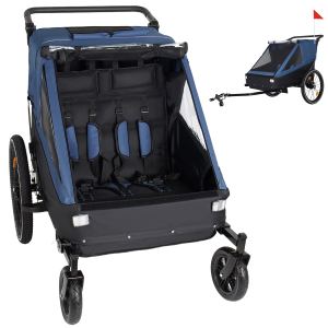 Remorque vélo enfant 2 en 1 jogger bleu foncé