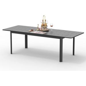 Table patio dîner extensible aluminium 6-8 personnes rectangulaire