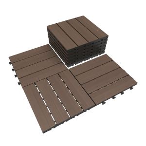 Tuiles terrasse 44 pc, 12" x 12", HDPE, brun foncé