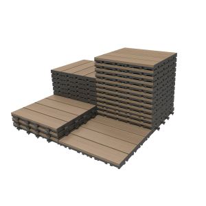 Dalles terrasse 27 pcs 12x12", HDPE, brun foncé