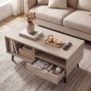 Table basse rangement rectangle style rustique