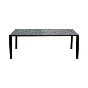 Table patio 8 personnes métal 4 voies, trou parasol, brun