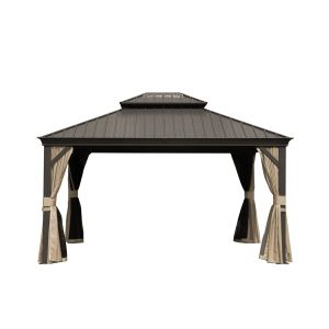 Gazebo 10x12po alu double canopy brun