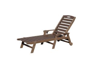 Chaise lounge patio HDPE dossier inclinable brun