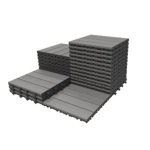 27 dalles imbriquées 12x12 po HDPE, plancher terrasse étanche gris