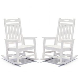 Ensemble 2 chaises berçantes patio HDPE blanc adulte