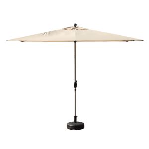 Parasol patio rectangle crème avec manivelle et inclinaison