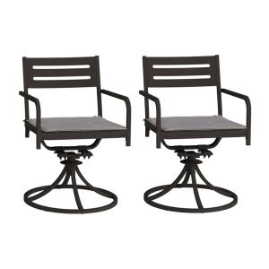 Ensemble 2 Chaises Salle à Manger Pivotantes Acier Coussins Noir