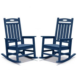 Ensemble 2 chaises berçantes patio HDPE bleu adultes