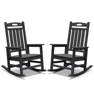 Ensemble 2 chaises berçantes patio noir