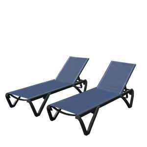 Chaise longue patio 2pcs, alu, dossier 5 positions