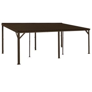 Gazébo appuyé 12x20pi toit acier galvanisé, drainage