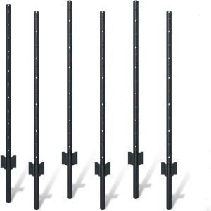 6 pcs piquets clôture jardin 4 pieds acier lourd temporaire